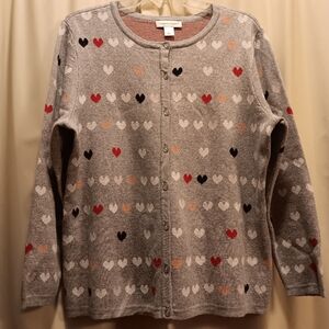 Christopher & Banks Gray Heart Cardigan.  Size XL